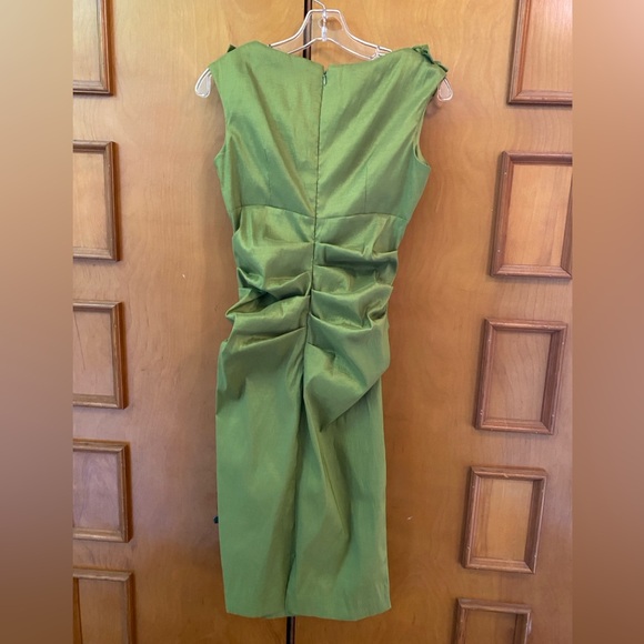 London Times Green Ruffled Midi Cocktail Dress - Picture 4 of 4